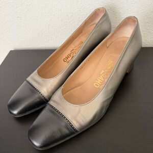 Salvatore Ferragamo Two Tone Leather Heels Pumps